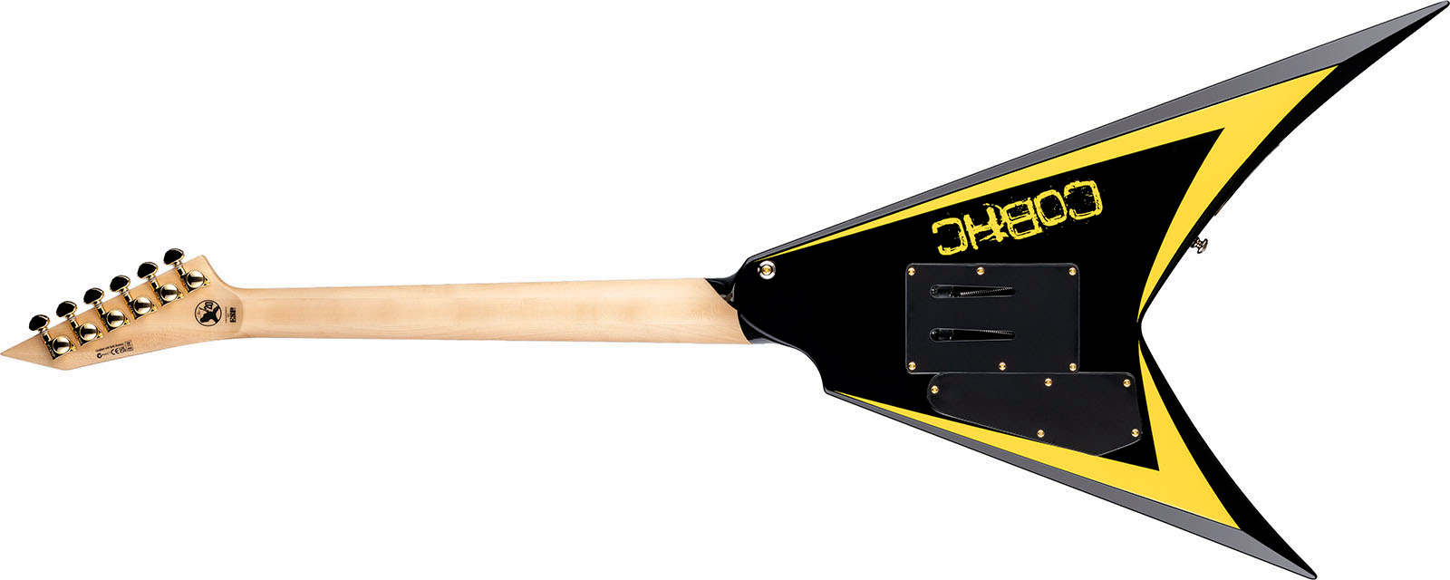 Ltd Alexi Laiho Alexi Arrowhead Se 20th Ann. Signature 1h Fr Eb - Black With Yellow Bevels - Metal elektrische gitaar - Variation 1