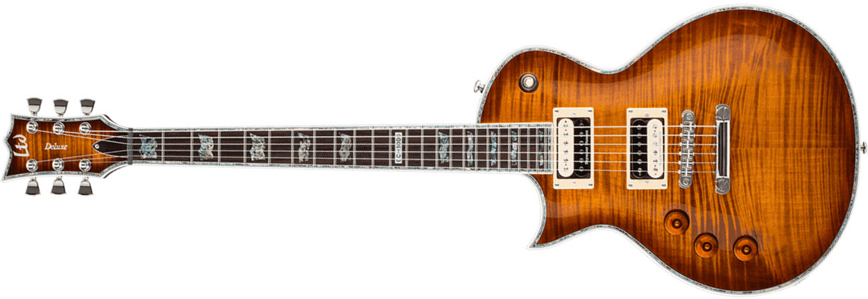 Ltd Ec-1000 Lh Gaucher Seymour Duncan - Amber Sunburst - Linkshandige elektrische gitaar - Main picture