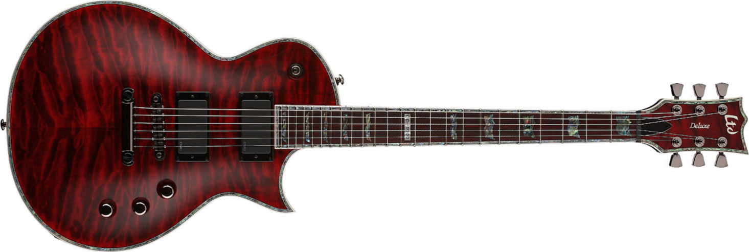 Ltd Ec-1000qm Emg Deluxe - See Thru Black Cherry - Enkel gesneden elektrische gitaar - Main picture