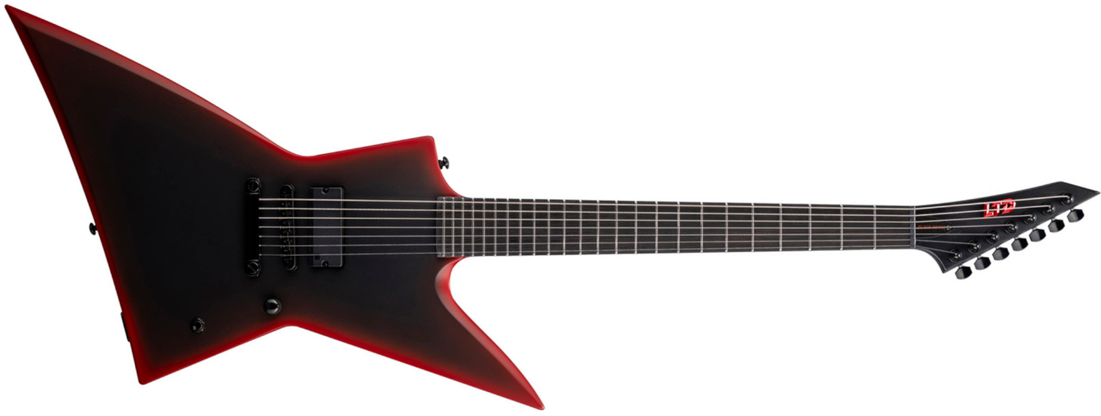 Ltd Exl-7 Black Metal Series 7-cordes Ht 1h Eb - Black Red Burst Satin - Metal elektrische gitaar - Main picture
