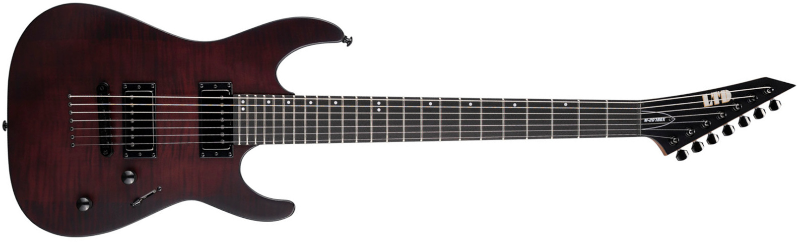 Ltd M-207 Baritone Dx 7-cordes Ht Hh Rw - Crimson Satin - Elektrische gitaar in Strat vorm - Main picture