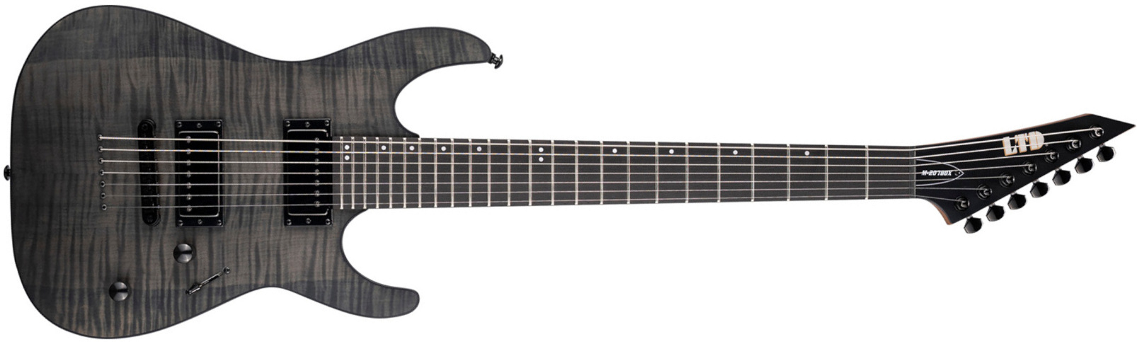 Ltd M-207 Baritone Dx 7-cordes Ht Hh Rw - See Thru Black Satin - Elektrische gitaar in Strat vorm - Main picture