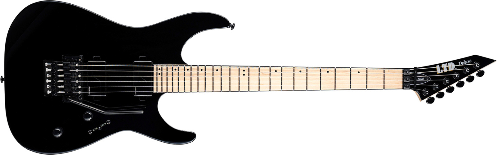 Ltd M1000 Maple 2h Fishman Fluence Modern Fr Mn - Black - Elektrische gitaar in Str-vorm - Main picture