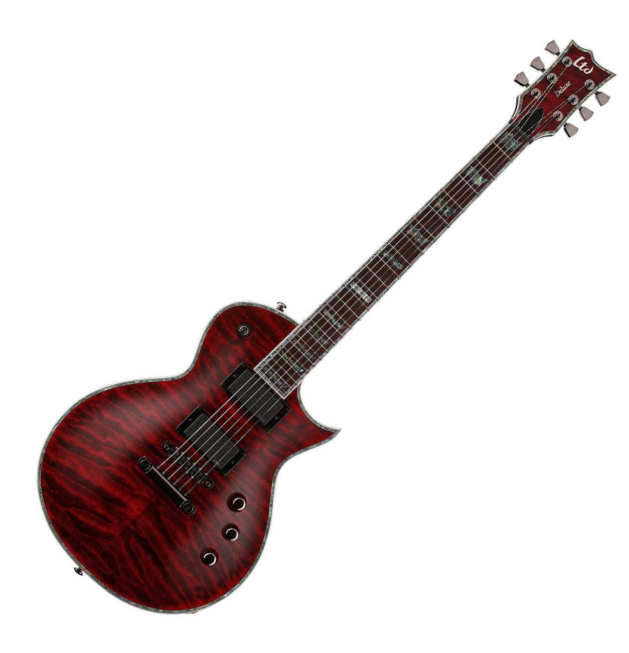 Ltd Ec-1000qm Emg Deluxe - See Thru Black Cherry - Enkel gesneden elektrische gitaar - Variation 4