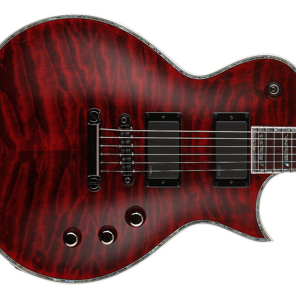 Ltd Ec-1000qm Emg Deluxe - See Thru Black Cherry - Enkel gesneden elektrische gitaar - Variation 2