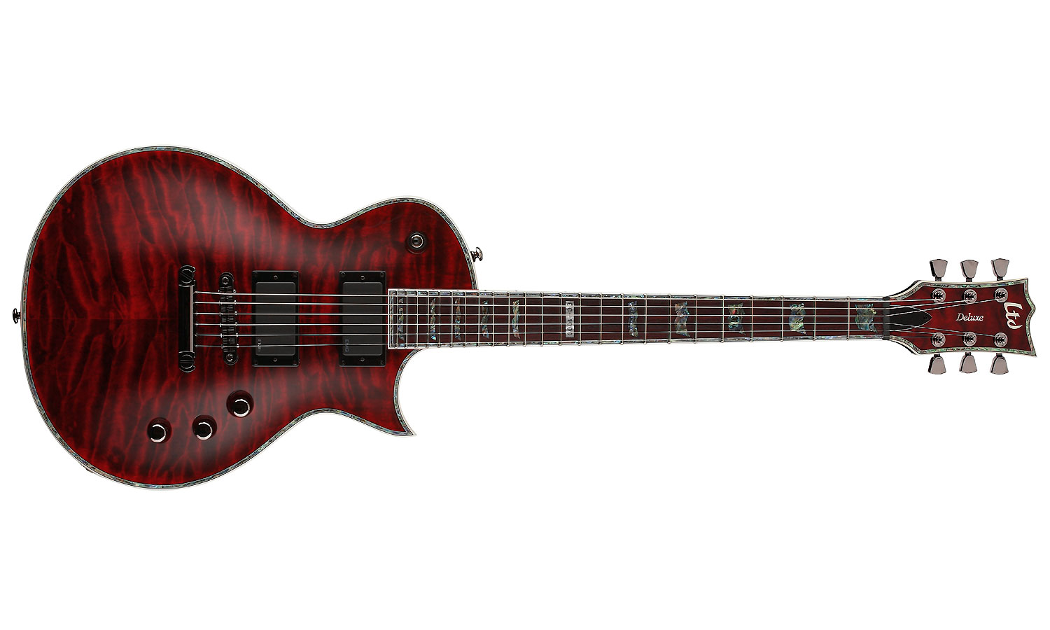 Ltd Ec-1000qm Emg Deluxe - See Thru Black Cherry - Enkel gesneden elektrische gitaar - Variation 1