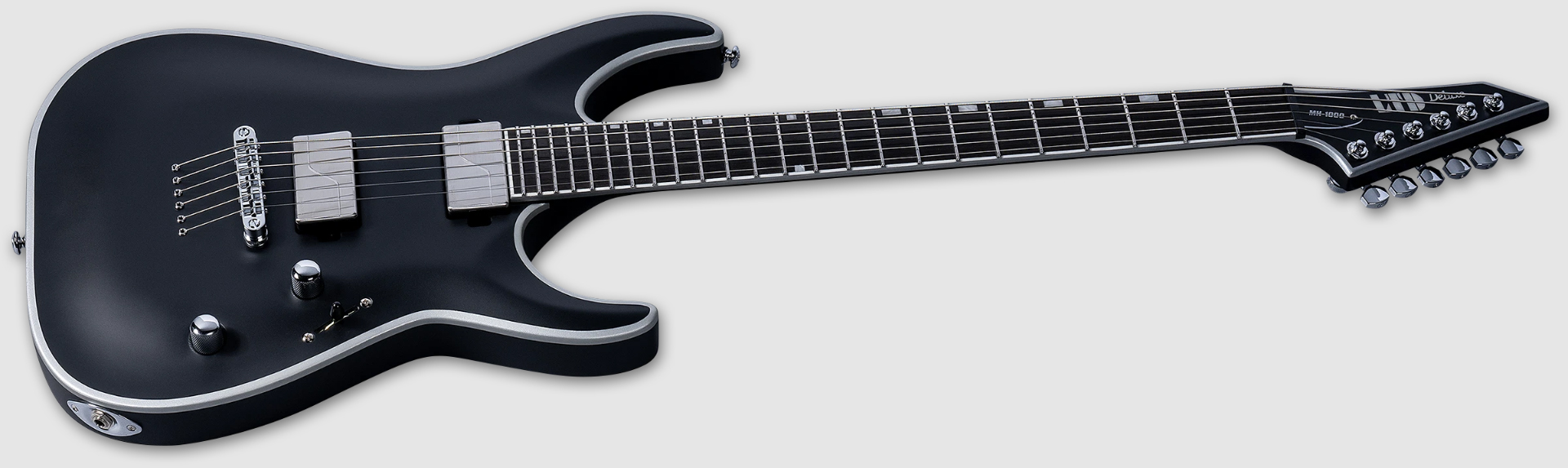 Ltd M-1000nt Bb 2h Fishman Fluence Modern  Ht Eb - Black Satin - Elektrische gitaar in Str-vorm - Variation 2