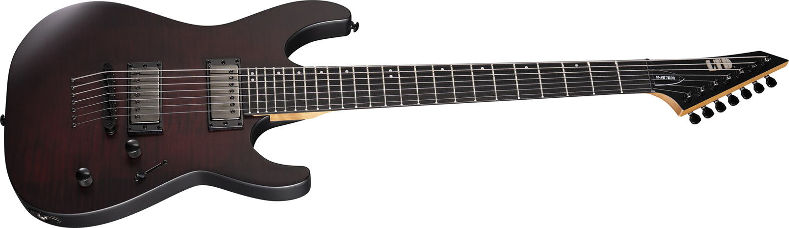 Ltd M-207 Baritone Dx 7-cordes Ht Hh Rw - Crimson Satin - Elektrische gitaar in Strat vorm - Variation 2