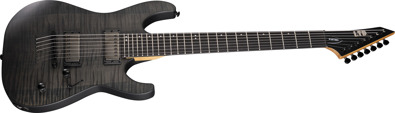 Ltd M-207 Baritone Dx 7-cordes Ht Hh Rw - See Thru Black Satin - Elektrische gitaar in Strat vorm - Variation 2