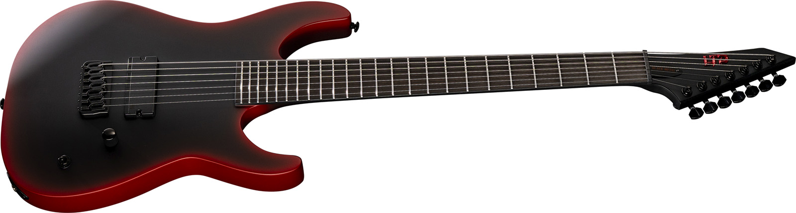 Ltd M-7 Baritone Black Metal Series 7-cordes Ht 1h Eb - Black Red Burst Satin - Elektrische gitaar in Strat vorm - Variation 2