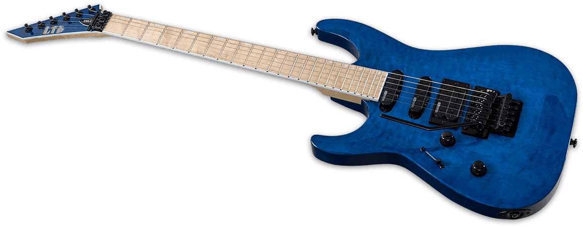 Ltd Mh-203qm Lh Gaucher Hh Ht Mn - See Thru Blue - Linkshandige elektrische gitaar - Variation 1