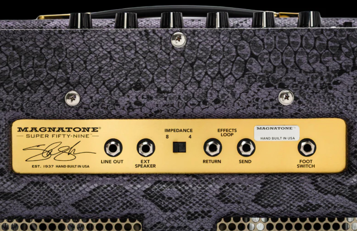 Magnatone Slash Super Fifty-nine M80 212 Combo Signature 45w El84 2x12 Purple Python - Combo voor elektrische gitaar - Variation 2