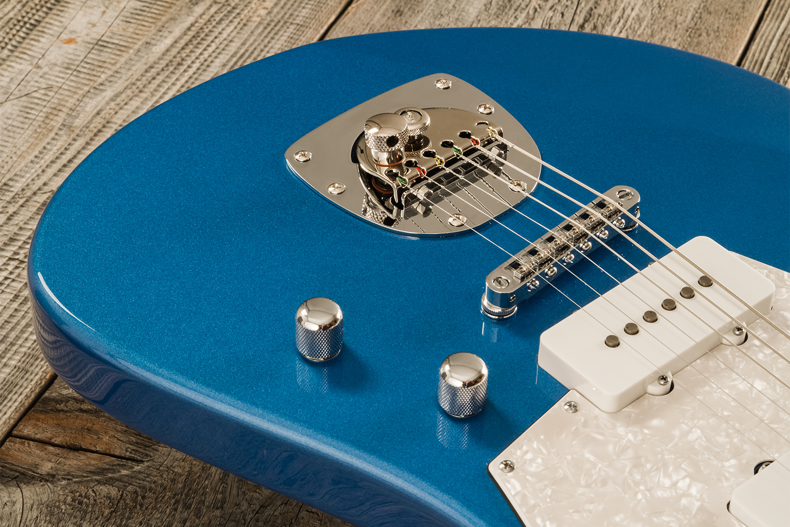 Marceau Guitars Deferlante Standard 2s Trem Pf #s71724 - Lake Placid Blue - Retro-rock elektrische gitaar - Variation 3