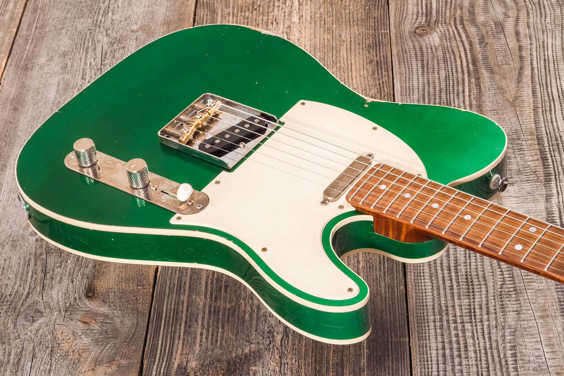 Marceau Guitars Elegante Traditional 2s Ht Pf #t316124 - Heavy Relic Candy Green - Televorm elektrische gitaar - Variation 2