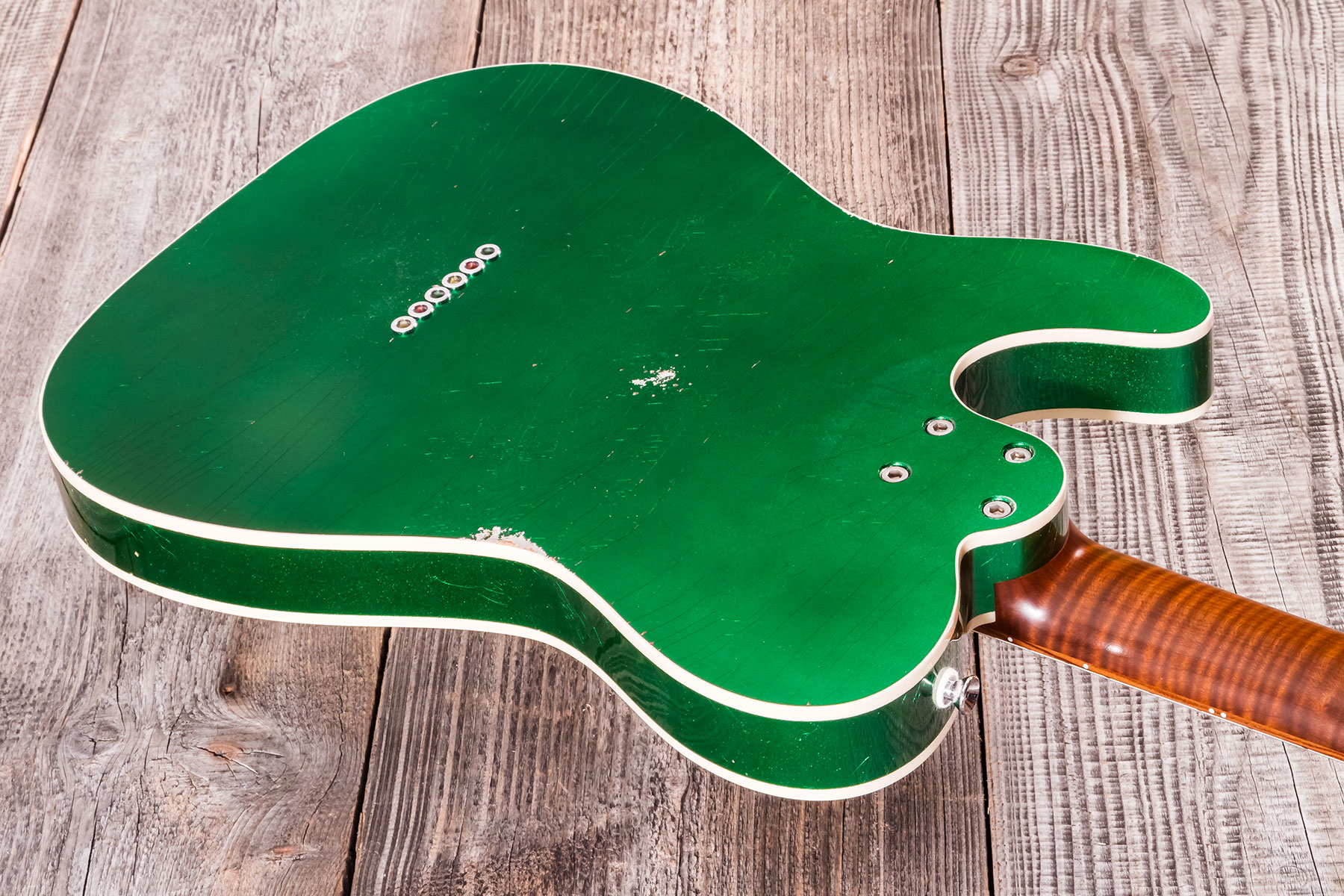 Marceau Guitars Elegante Traditional 2s Ht Pf #t316124 - Heavy Relic Candy Green - Televorm elektrische gitaar - Variation 7