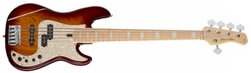 Marcus Miller P7 Swamp Ash 5st Mn +housse - Tobacco Sunburst - Solid body elektrische bas - Main picture