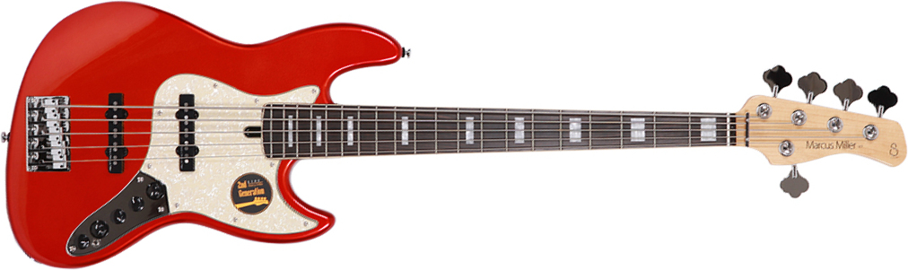 Marcus Miller V7 Alder 5st Fretless 2nd Generation 5-cordes Eb Sans Housse - Bright Metallic Red - Solid body elektrische bas - Main picture