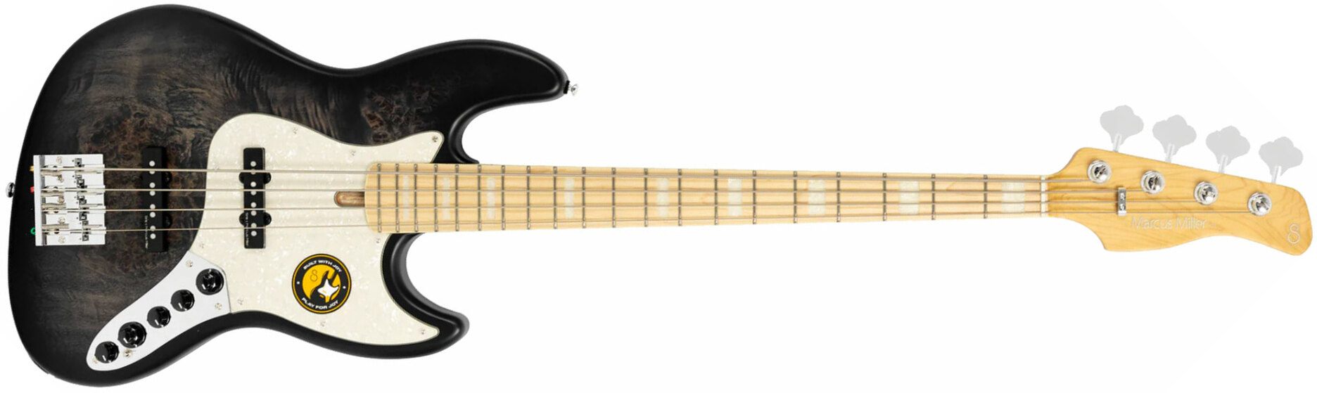 Marcus Miller V7 Ash Reissue 4st 4c Active Mn - Trans Black Satin - Solid body elektrische bas - Main picture