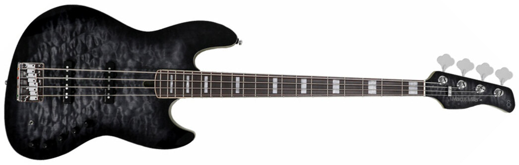 Marcus Miller V9 Swamp Ash 4st 2nd Generation Eb Sans Housse - Transparent Black - Solid body elektrische bas - Main picture