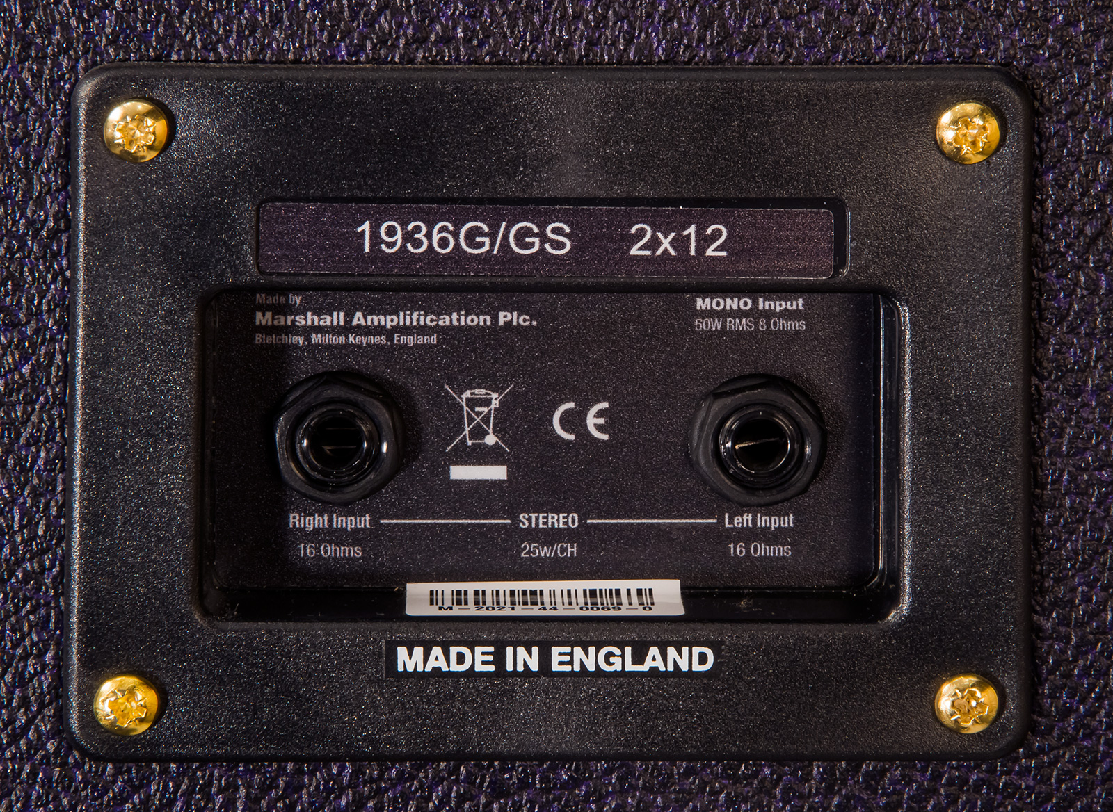 Marshall 1936gd7 Guitar Cab Ltd 2x12 150w 8/16-ohms Stereo Horizontal Purple Black Levant - Elektrische gitaar speakerkast - Variation 2