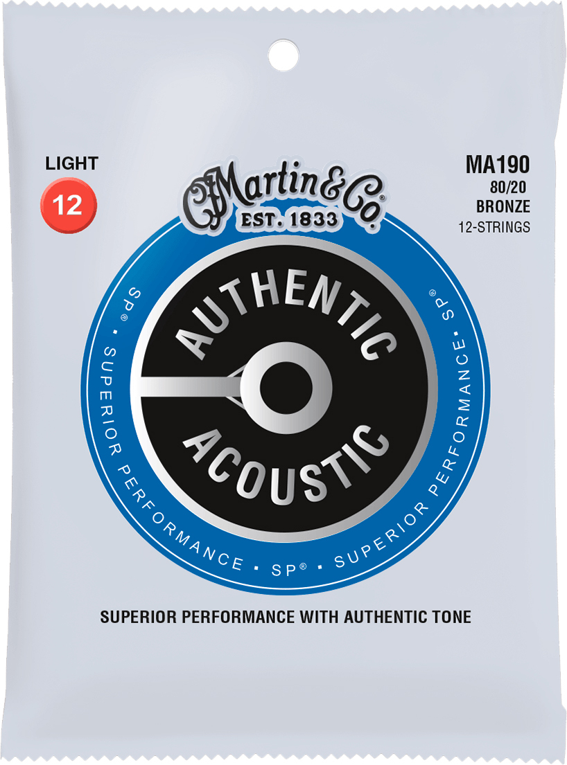 Martin Ma190 Authentic Sp 80/20 Bronze Acoustic Guitar 12c 12-54 - Westerngitaarsnaren - Main picture