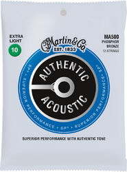 Westerngitaarsnaren  Martin MA500 Acoustic Guitar 12-String Set Authentic SP 80/20 Bronze 6-String Set Authentic SP 80/20 Bronze 10-47 - 12-snarige set