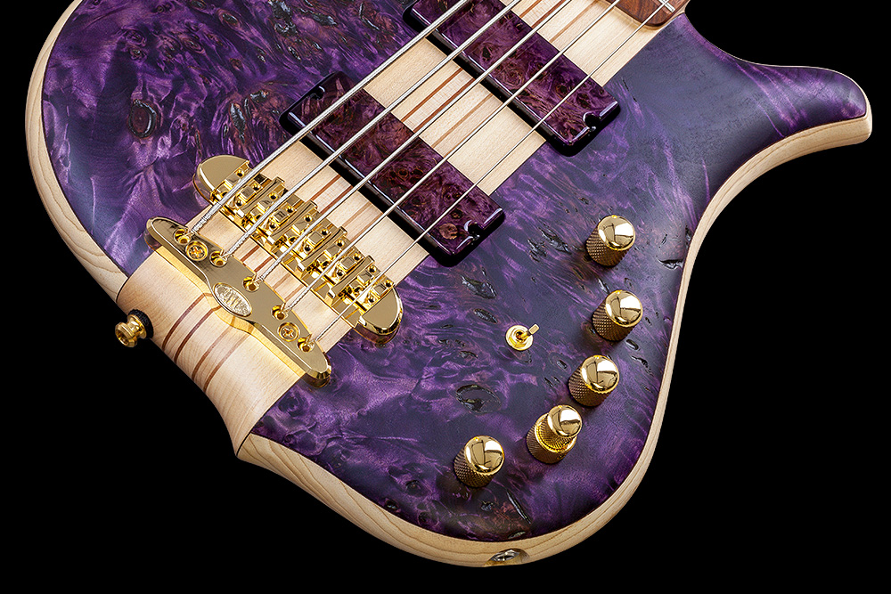 Mayones Guitars Comodous Inspiration Mohini Dey 5c Active Pf - Dirty Purple Raw - Solid body elektrische bas - Variation 3