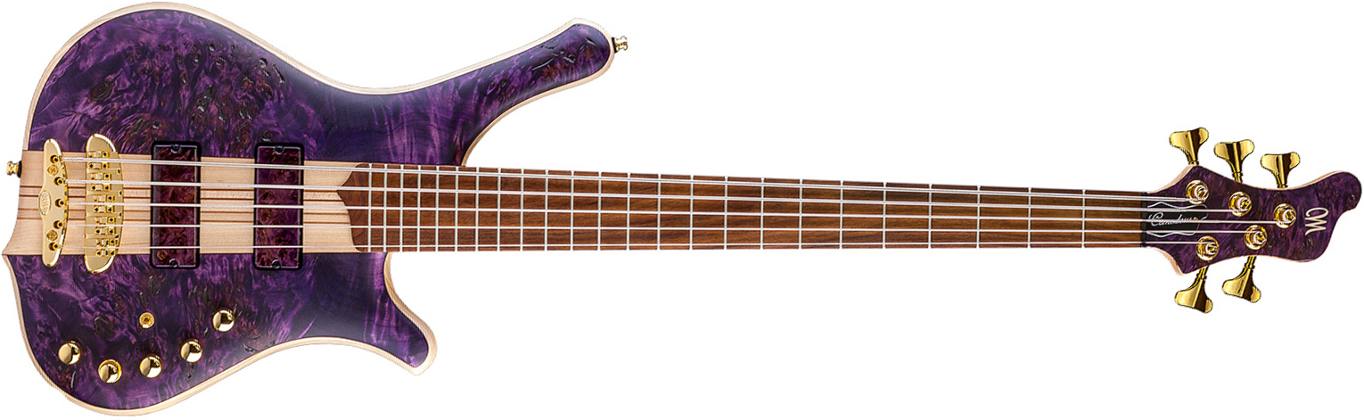 Mayones Guitars Comodous Inspiration Mohini Dey 5c Active Pf - Dirty Purple Raw - Solid body elektrische bas - Main picture