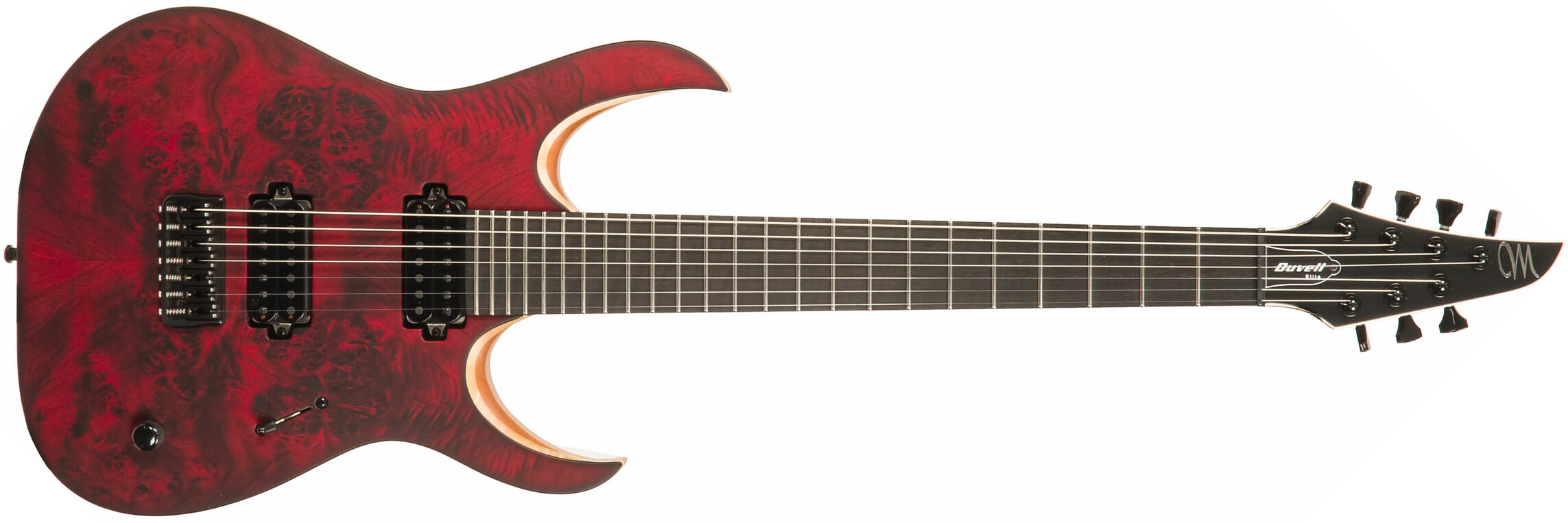 Mayones Guitars Duvell Elite 7 Hh Tko Ht Eb - Dirty Red Satin - 7-snarige elektrische gitaar - Main picture