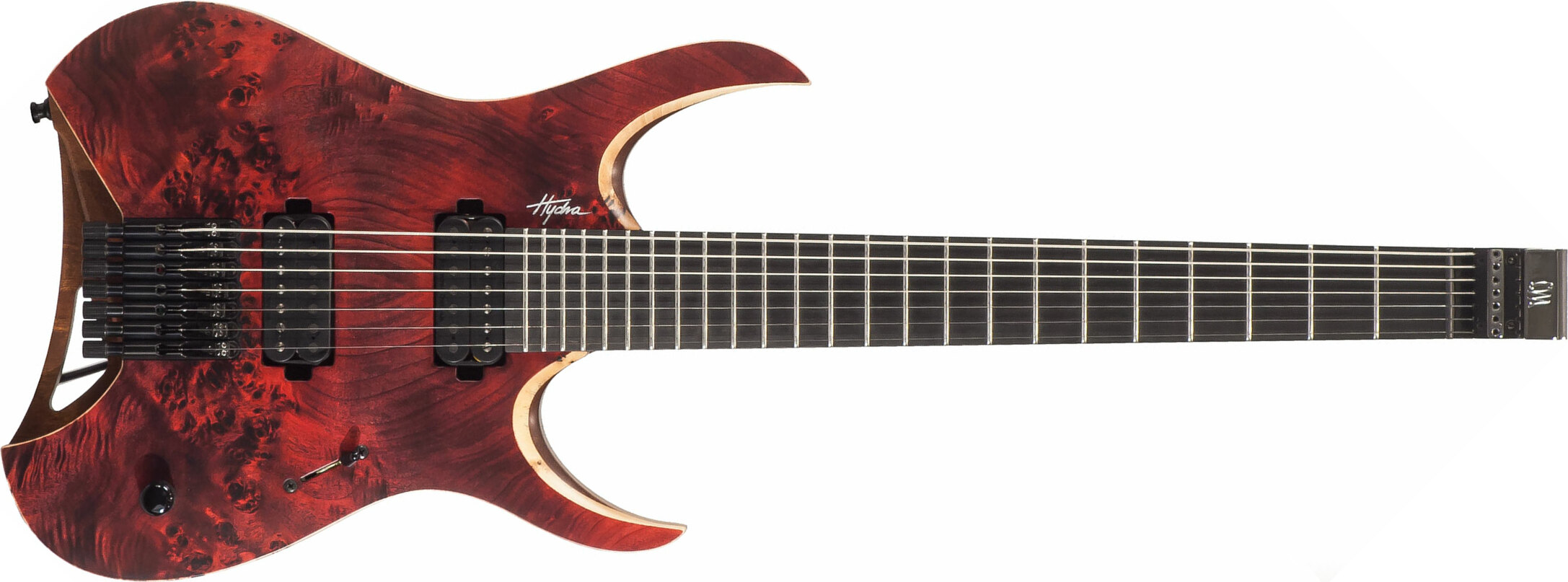Mayones Guitars Hydra Elite 7 2h Seymour Duncan Ht Eb - Dirty Red Satin - 7-snarige elektrische gitaar - Main picture