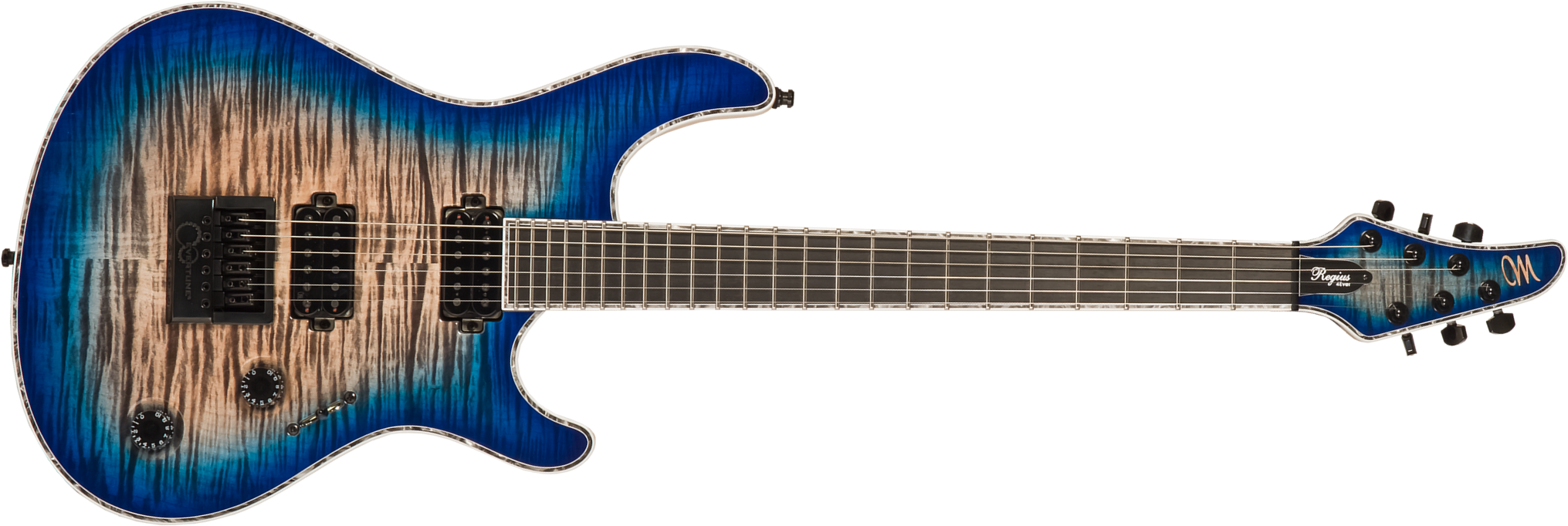 Mayones Guitars Regius 4ever 6 2h Ht Eb #rp2309275 - Jeans Black 3-tone Blue Burst Gloss - Metalen elektrische gitaar - Main picture