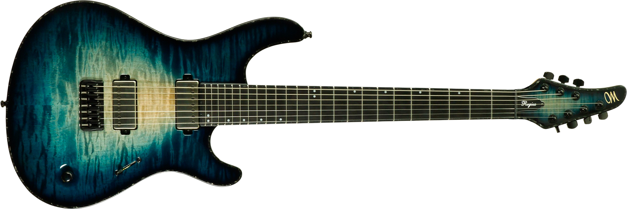 Mayones Guitars Regius 7c Baryton 2h Velvetrone Ht Eb #rf2510186 - Turquoise Iris - Bariton elektrische gitaar - Main picture