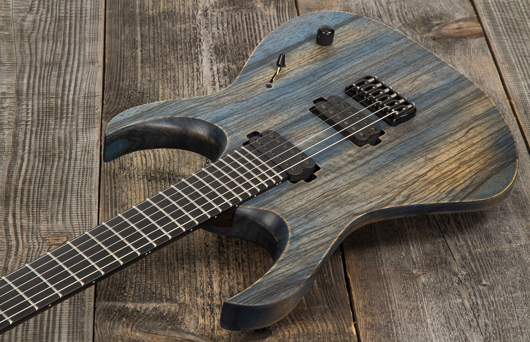 Mayones Guitars Duvell Bl 6 2h Seymour Duncan Ht Eb #2210151 - Antique Blue - Elektrische gitaar in Str-vorm - Variation 2