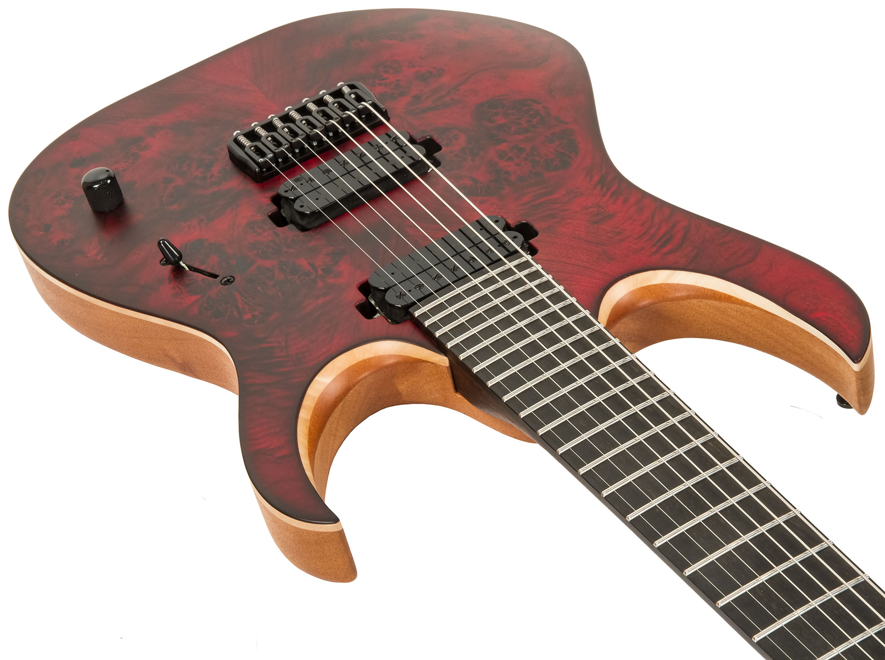 Mayones Guitars Duvell Elite 7 Hh Tko Ht Eb - Dirty Red Satin - 7-snarige elektrische gitaar - Variation 3