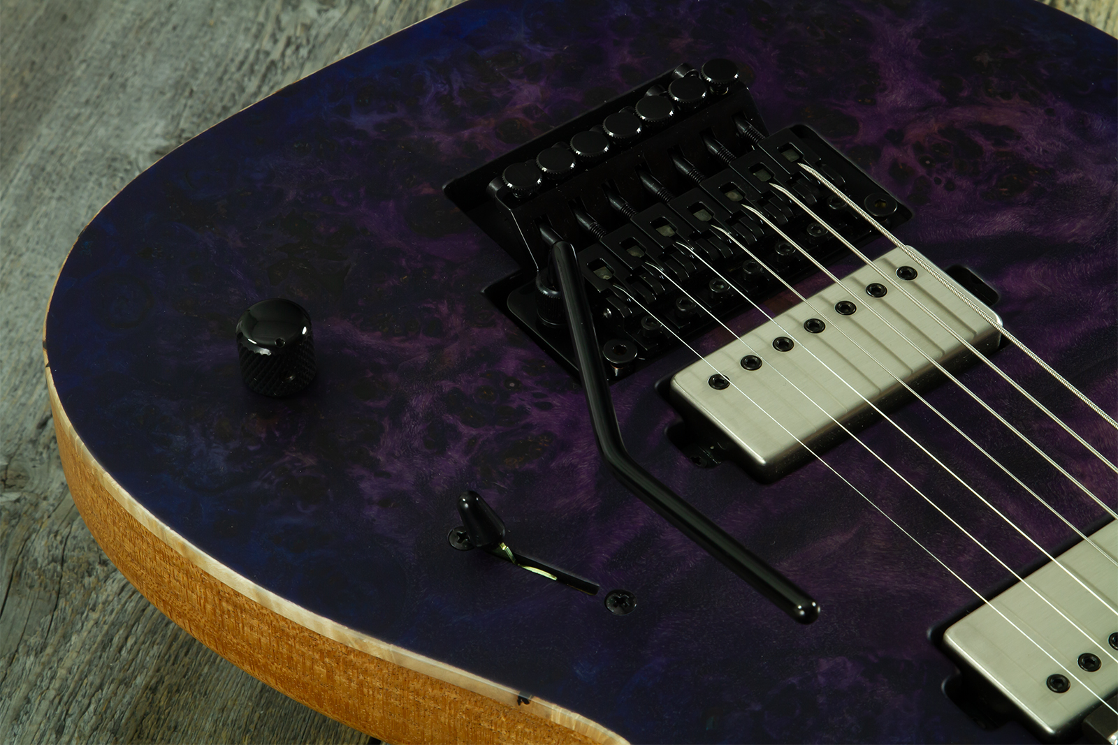Mayones Guitars Duvell Elite Pro 7c Baryton 2h Velvetrone Fr Eb #df2602262 - Matt Trans Dirty Purple Blue Burst - Bariton elektrische gitaar - Variati