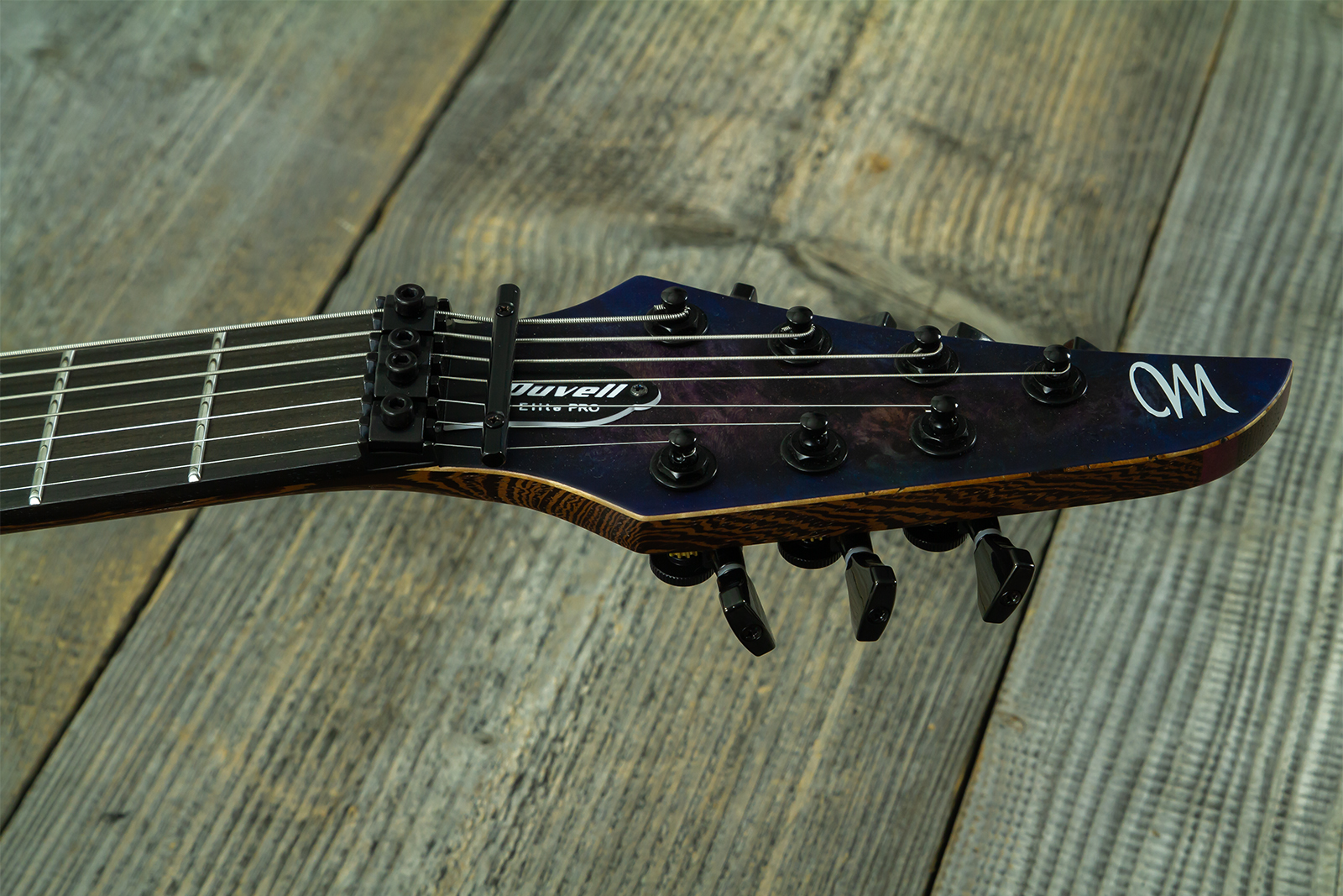 Mayones Guitars Duvell Elite Pro 7c Baryton 2h Velvetrone Fr Eb #df2602262 - Matt Trans Dirty Purple Blue Burst - Bariton elektrische gitaar - Variati