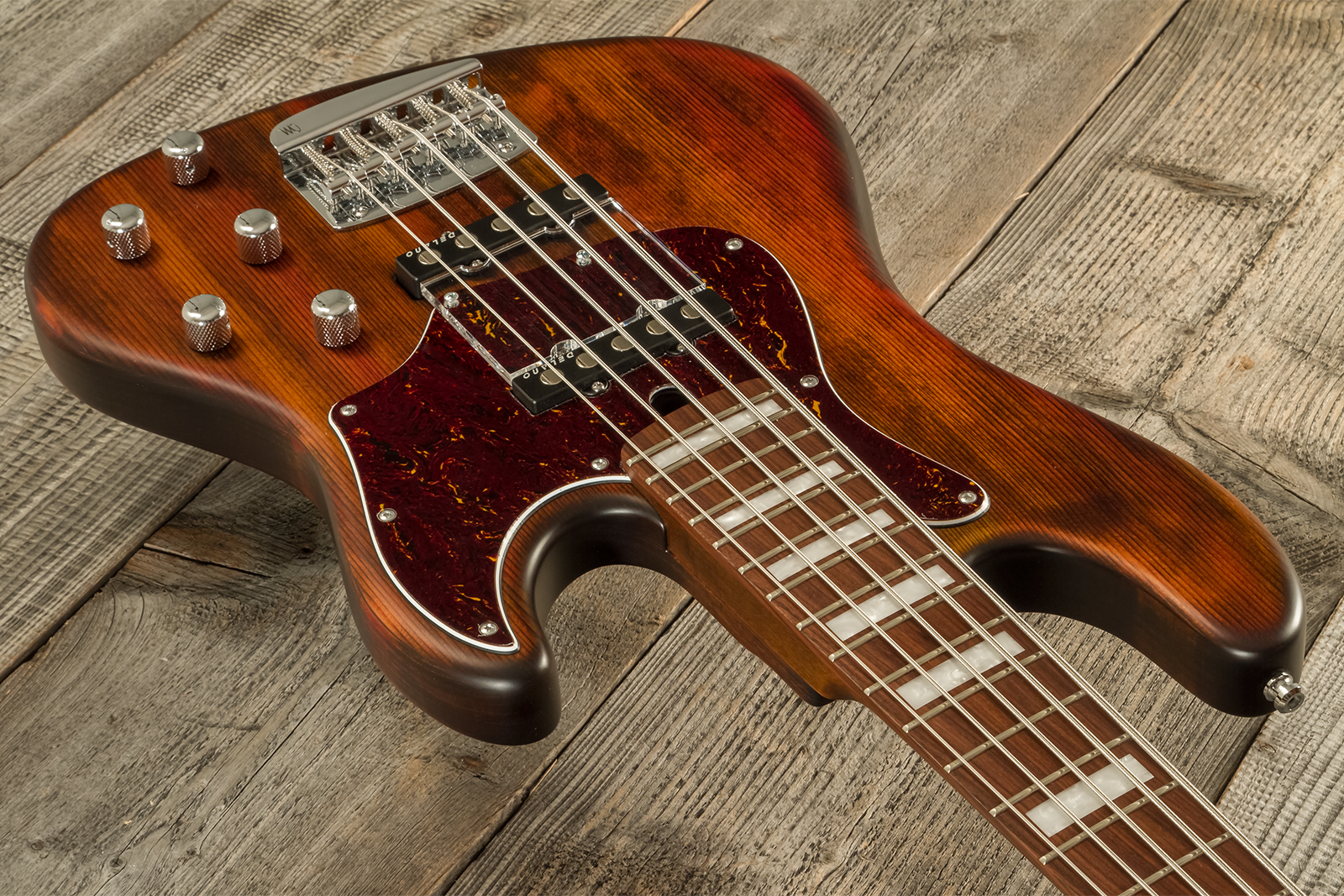 Mayones Guitars Hadrien Feraud Jabba 5c Active Pf - Antique Brown - Solid body elektrische bas - Variation 8