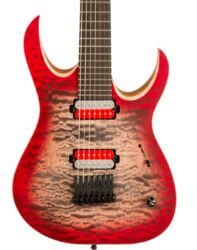 Kenmerkende elektrische gitaar Mayones guitars John Browne Duvell QATSI 7 V2.0 #DF2212241 - ruby burst