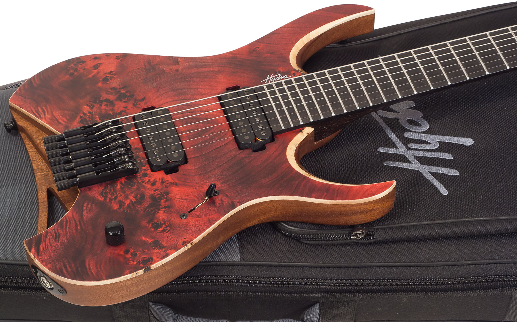 Mayones Guitars Hydra Elite 7 2h Seymour Duncan Ht Eb - Dirty Red Satin - 7-snarige elektrische gitaar - Variation 1