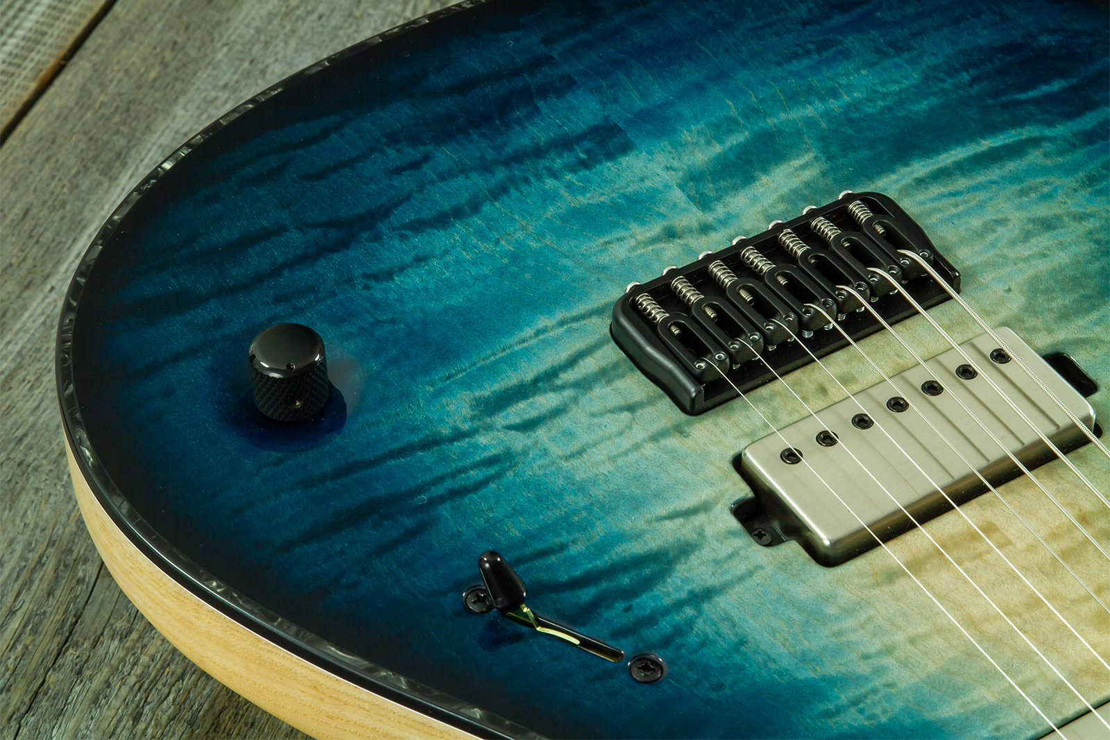 Mayones Guitars Regius 7c Baryton 2h Velvetrone Ht Eb #rf2510186 - Turquoise Iris - Bariton elektrische gitaar - Variation 4