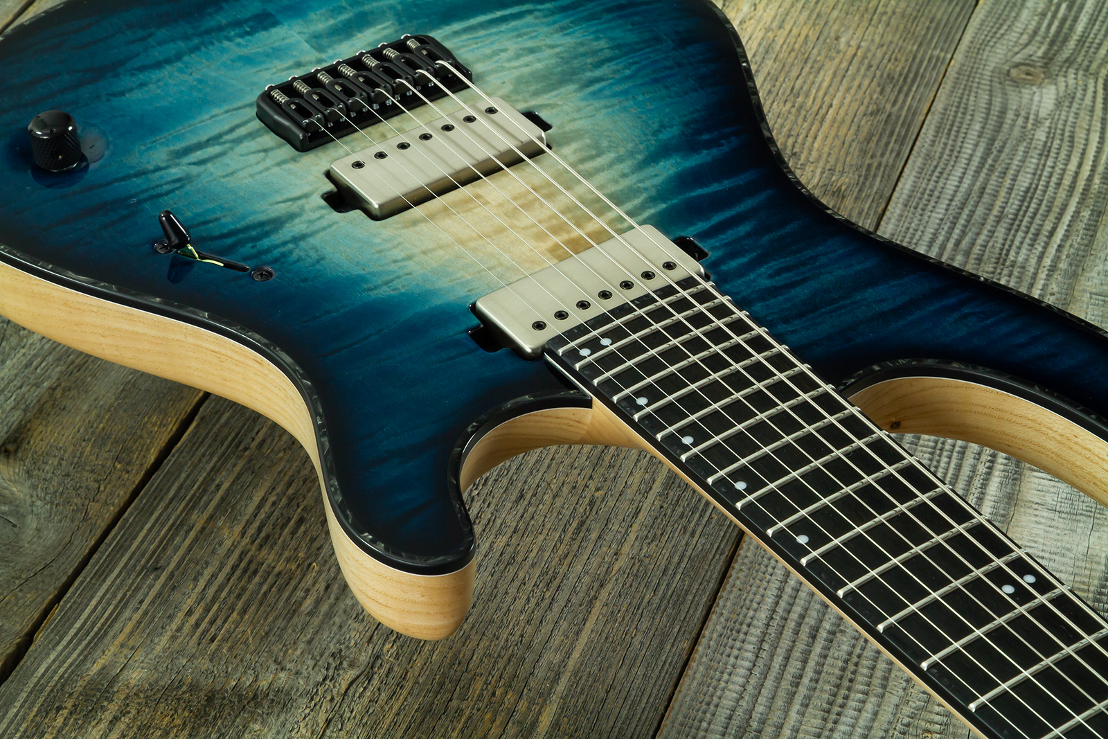 Mayones Guitars Regius 7c Baryton 2h Velvetrone Ht Eb #rf2510186 - Turquoise Iris - Bariton elektrische gitaar - Variation 5