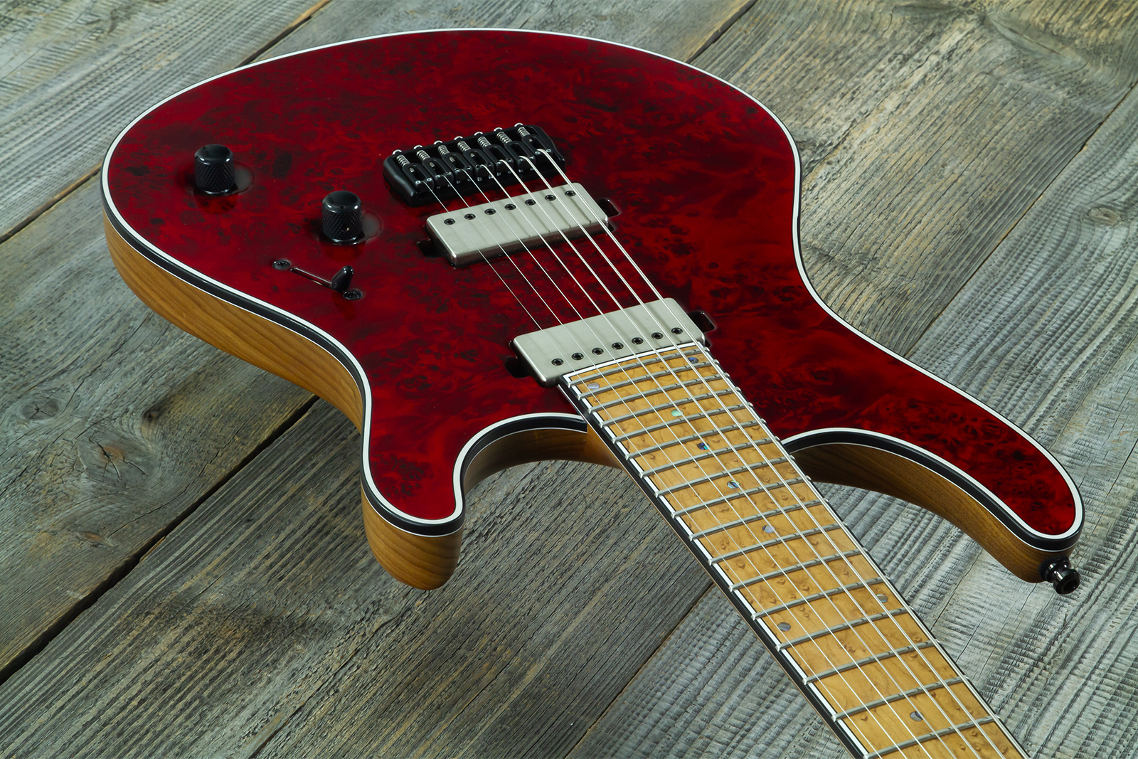 Mayones Guitars Regius 7c Baryton 2h Velvetrone Ht Eb #rf2602251 - Trans Red - Bariton elektrische gitaar - Variation 2