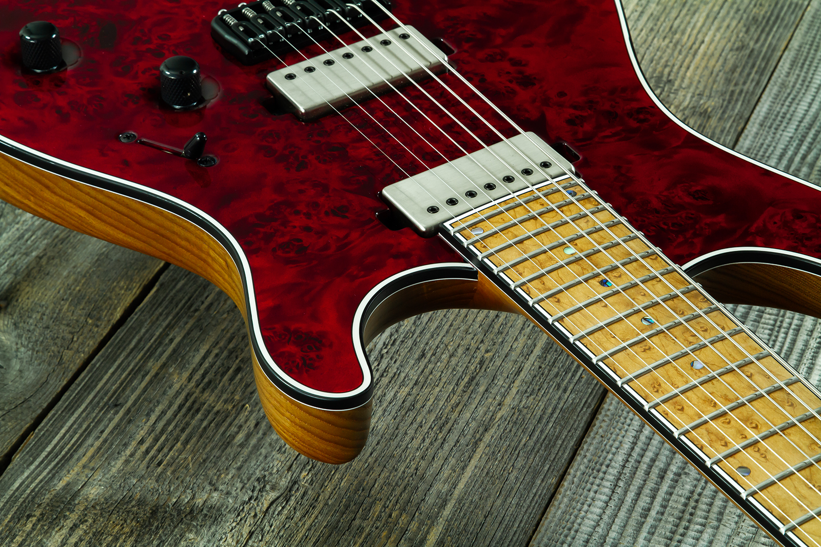 Mayones Guitars Regius 7c Baryton 2h Velvetrone Ht Eb #rf2602251 - Trans Red - Bariton elektrische gitaar - Variation 4