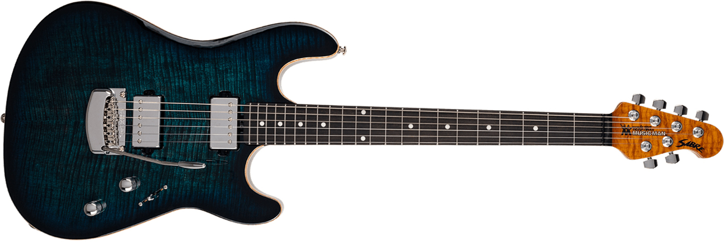 Music Man Sabre Usa 2h Trem Eb - Deep Blue Burst - Elektrische gitaar in Str-vorm - Main picture