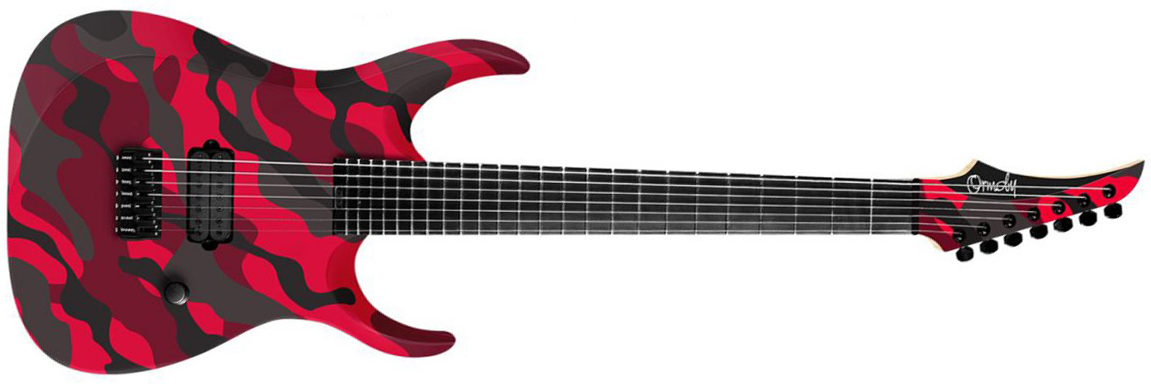 Ormsby Dino Cazares Dc Gtr 7c Signature Baritone H Seymour Duncan Ht Eb - Red Camo - 7-snarige elektrische gitaar - Main picture