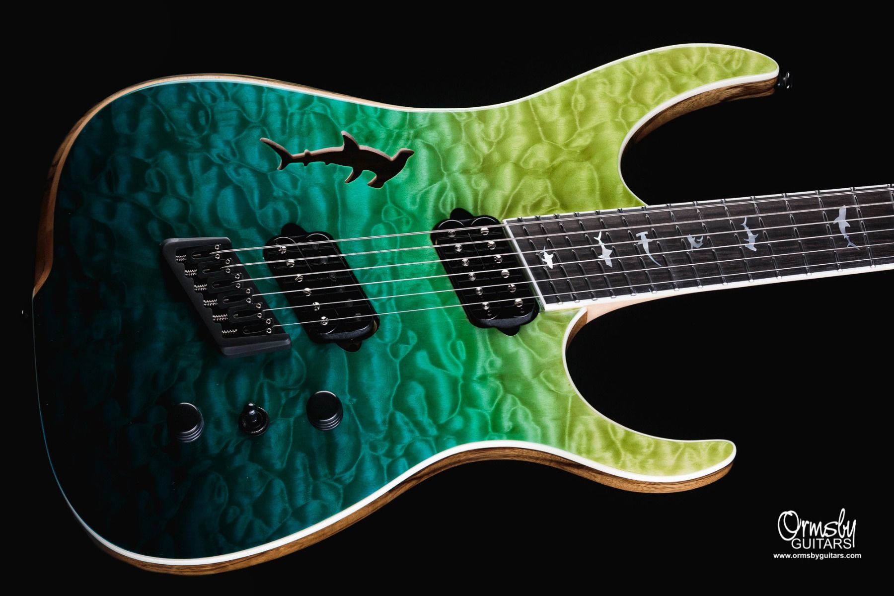 Ormsby Hype Gtr Shark 6c Multiscale 2h Ht Eb - Carribean Blue/green - Multi-scale gitaar - Variation 2