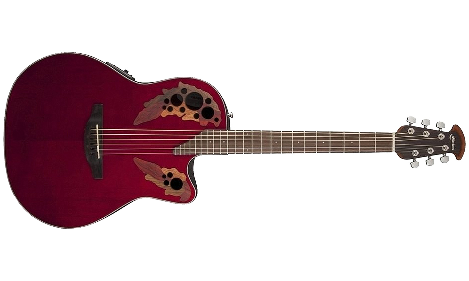 Ovation Ce44-rr Celebrity Elite Mid Depth Cw Epicea Lyrachord Rw - Ruby Red - Elektro-akoestische gitaar - Variation 1