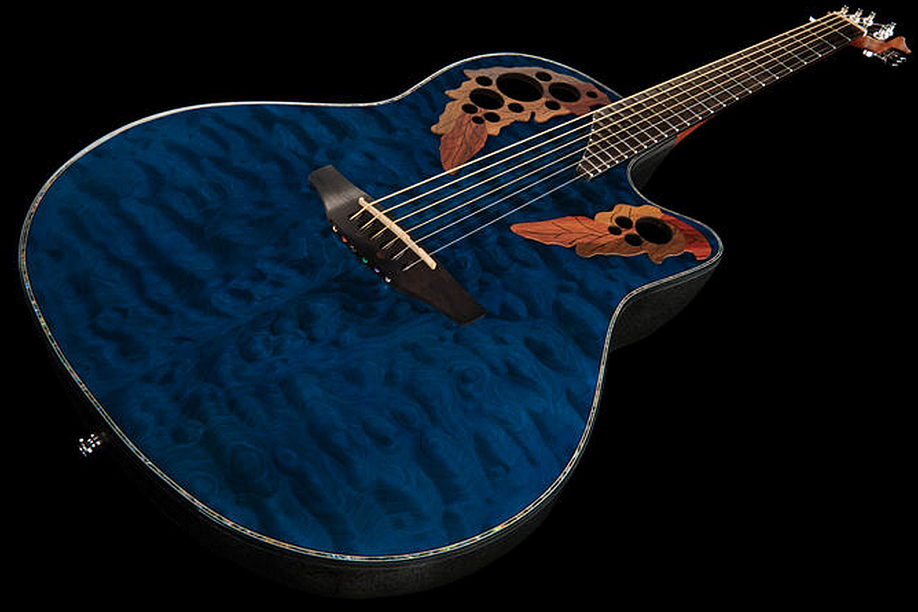 Ovation Ce44p-8tq Celebrity Elite Plus Mid Depth Cw Erable Lyrachord Rw - Trans Blue - Elektro-akoestische gitaar - Variation 2