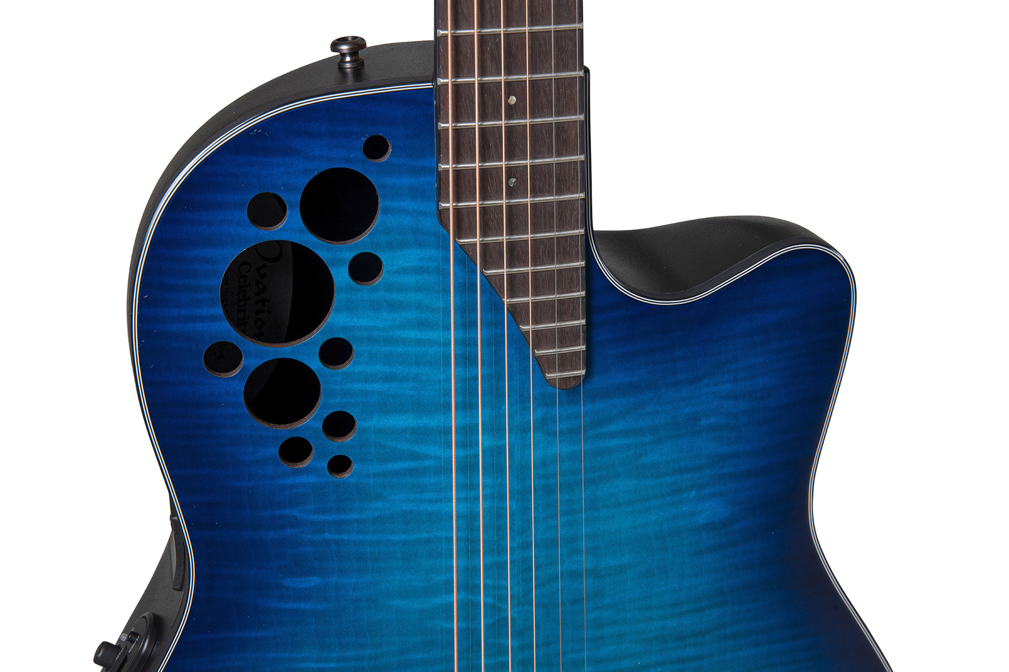 Ovation Ce44p-blfl-g Celebrity Elite Plus Mid Depth Cw Erable Lyrachord Rw - Blue Flamed Maple - Elektro-akoestische gitaar - Variation 4