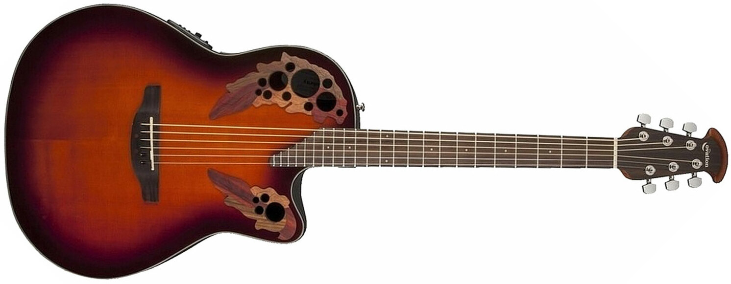 Ovation Ce44-1 Celebrity Elite Mid Depth Cw Epicea Lyrachord Rw - 2-color Sunburst - Elektro-akoestische gitaar - Main picture